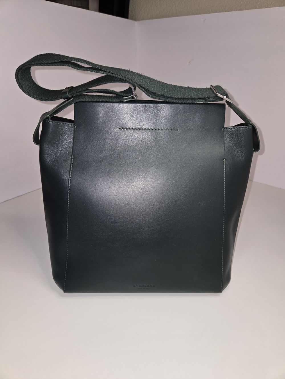 Everlane Dark Green Leather Shoulder Tote